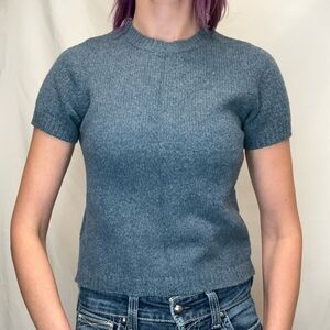 Abercrombie & Fitch Women's Vintage Wool Blend Sweater Short Sleeve Blue S Small